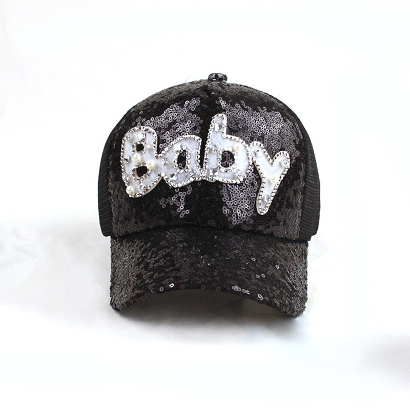 Summer cute Toddler Baby Girls Boys Baseball Hats Adjustable Sequins Mesh Baby Letter Sunhat: 4