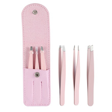 3 Stks/set Wenkbrauw Pincet Rvs Punt Tip/Slant Tip/Flat Tip Ontharing Make-Up Tool Kit Met tas Case