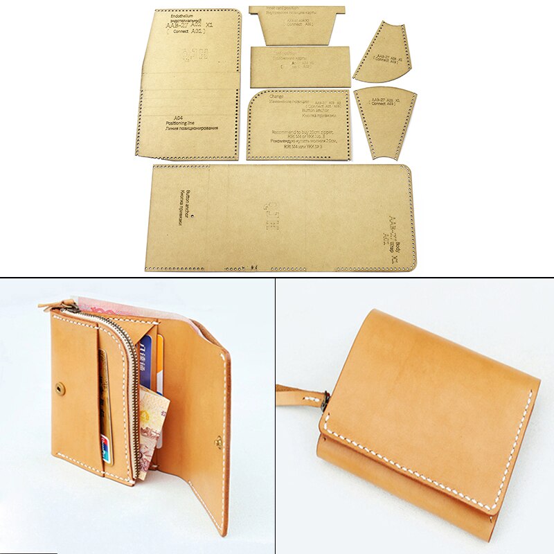 1Set DIY Kraft Paper Template Retro Men and Women Wallet Leather Craft Pattern DIY Stencil Sewing Pattern 11cm*8.5cm