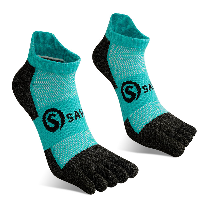 Savior – chaussettes de sport hygroscopiques pour hommes et femmes, en Fiber de cuivre, à cinq doigts, pour Marathon,: Lake Blue / S