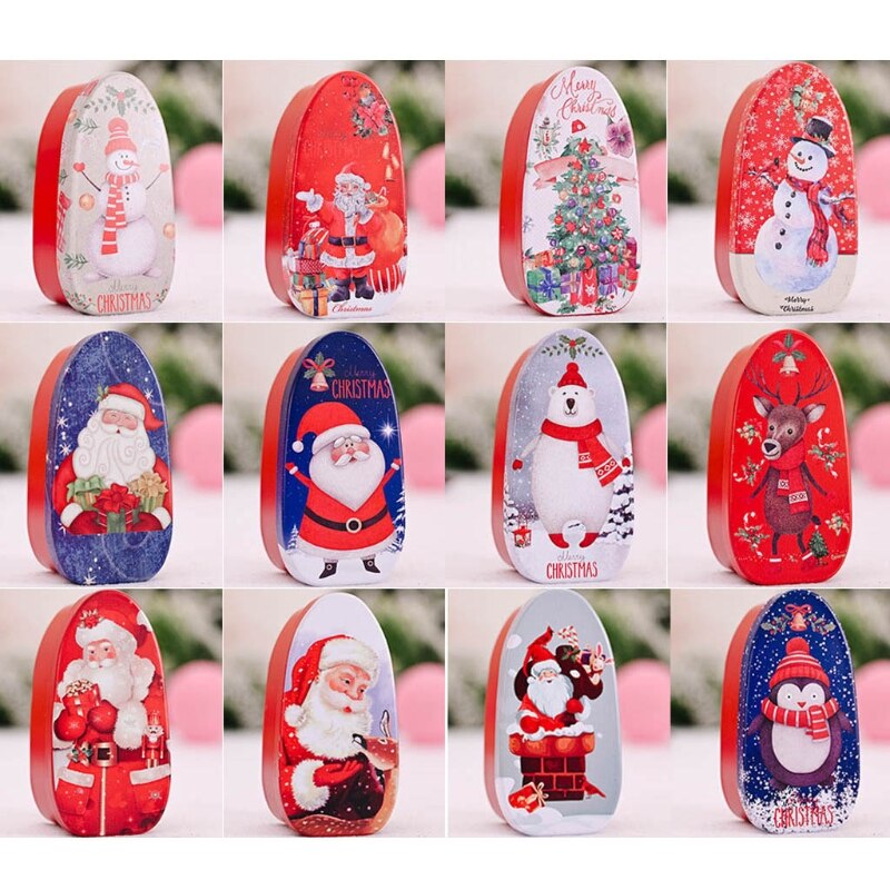 Christmas Embossing Tinplate Empty Tins Candy Cookie Storage Container Decorative Box Kids: A