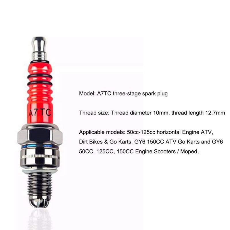 3 stk  a7tc,  tredobbelt elektrode til  gy6 50 cc 70cc 90 cc 110cc 125 cc 150cc atv dirt bikes scootere &amp; kazuma roketa sunl taotao ba