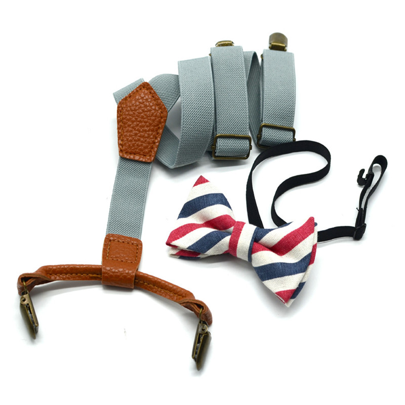 Matching Braces Elastic Suspenders and Luxury Bow Tie Set Adjustable Unisex Boy Girl Bowtie Elasticated Braces