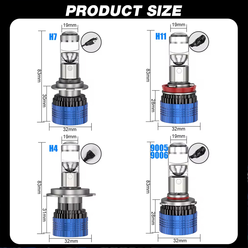 H7 H4 Bi LED Projector Headlight Bulb for Car 1200000LM H11 H9 H8 9005 HB3 9006 HB4 Canbus Auto Mini Lights with lenses Fan 12V