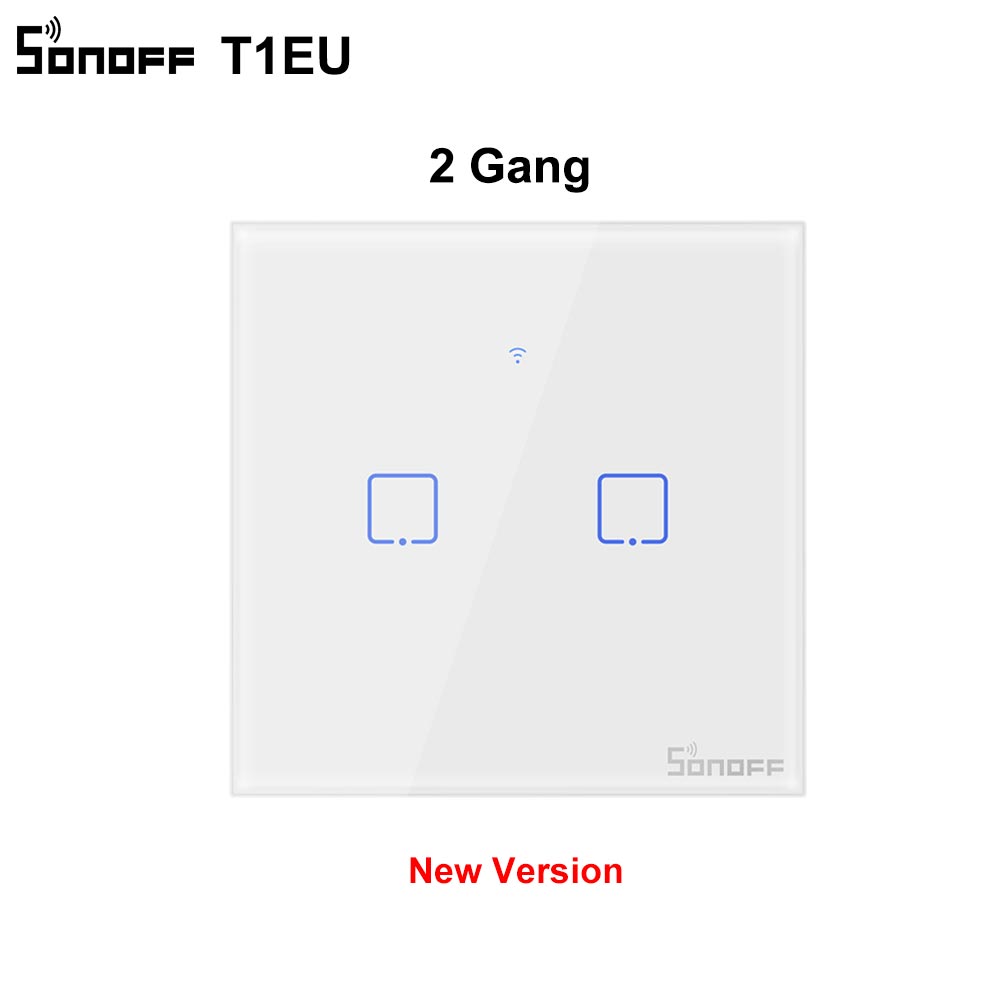 Sonoff-Interruptor de pared inteligente T0/T1, accesorio con Wifi, 1/2/3 entradas, táctil/WiFi/433 RF/aplicación remota, funciona con Alexa: New Version T1 EU 2C