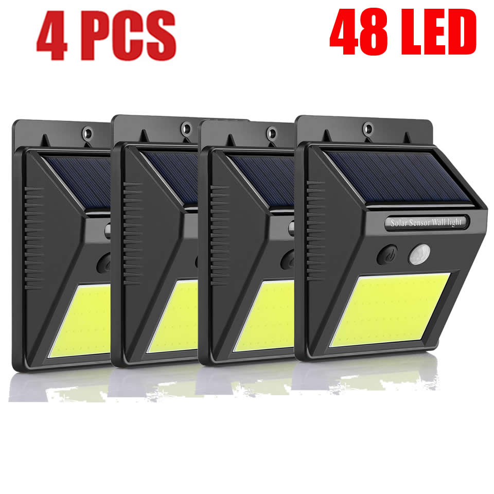 1-4PCS Super Bright Solar Lights LED Solar Power Outdoor Motion Sensor Light,LED on Both Side Waterproof for Deck,Yard,Garden,Pa: cob 48 led 4 pcs