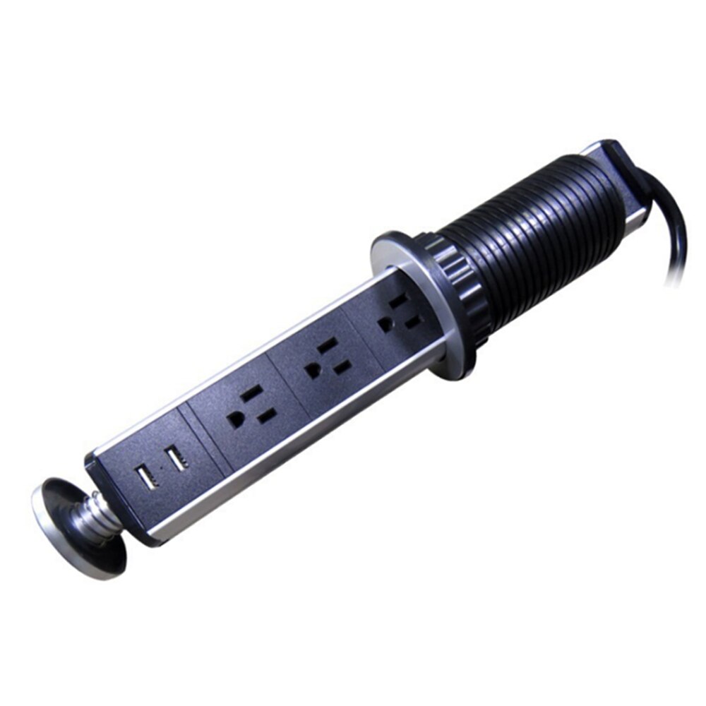 3 Power Socket 2 USB Charging Port Retractable Kitchen Table Office Hidden Desktop Sockets Vertical Socket EU US Plug 10A: US Plug