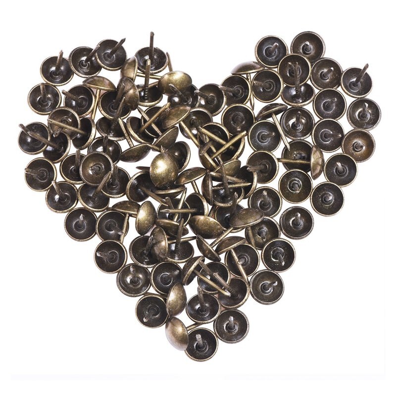 Upholstery Tacks Antique Brass Furniture Nails Pins, 11x17 mm, 120pcs: Default Title