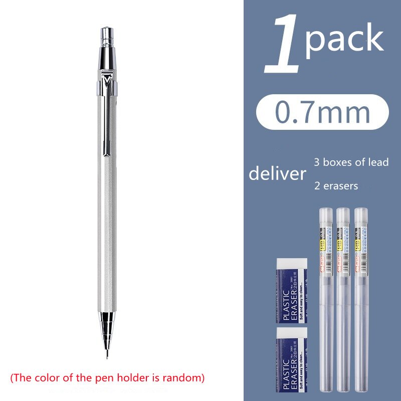 0.5/0.7MM Mechanical Pencil Set Mechanical Pencil Metal Pencil Push mechanical pencil 0.5 school supplies pencils mechanical: 1-0.7-2