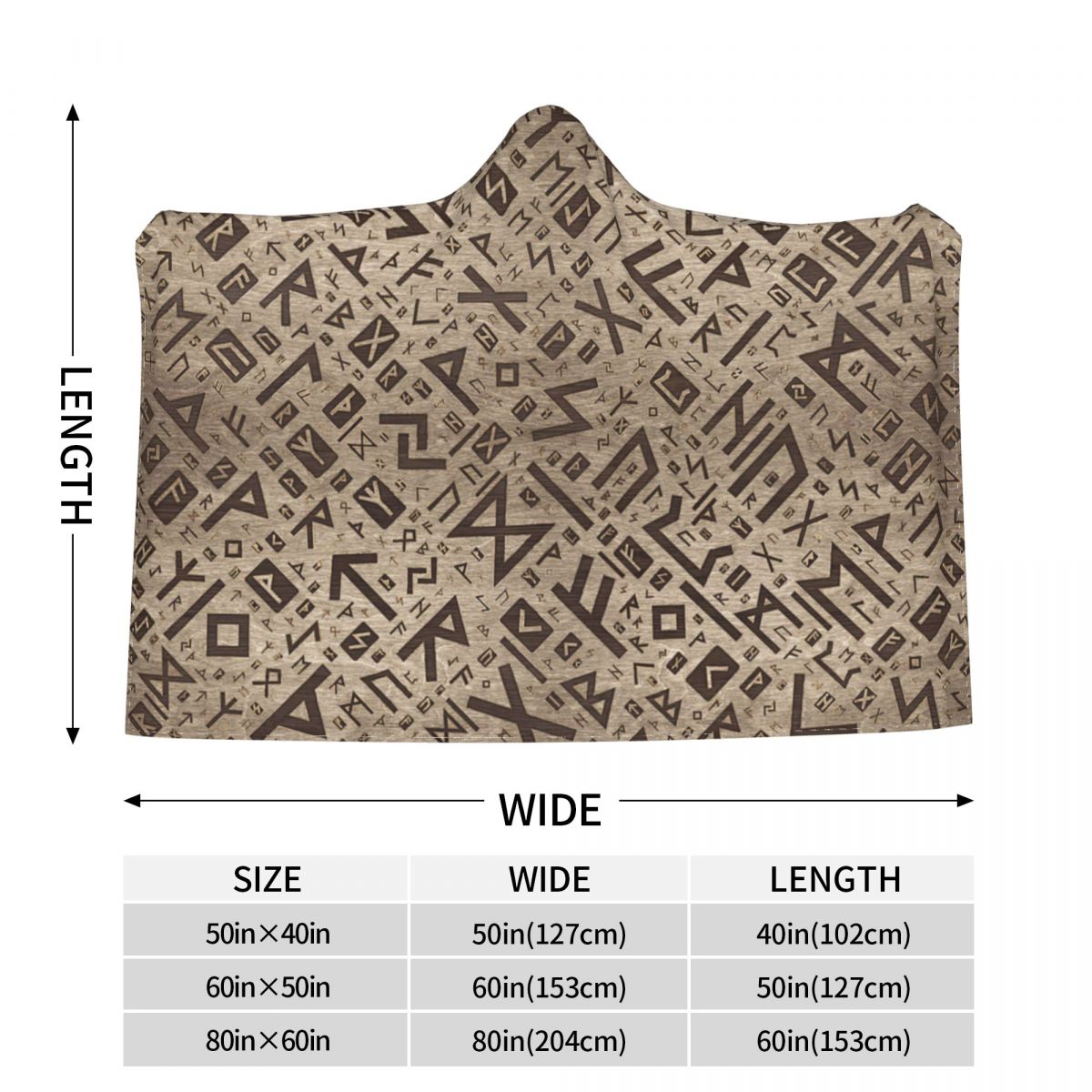 Elder Runes - Futhark Pattern Gold Framed On Wood Hooded Blanket 3D full print Wearable Blanket Adults Kids style