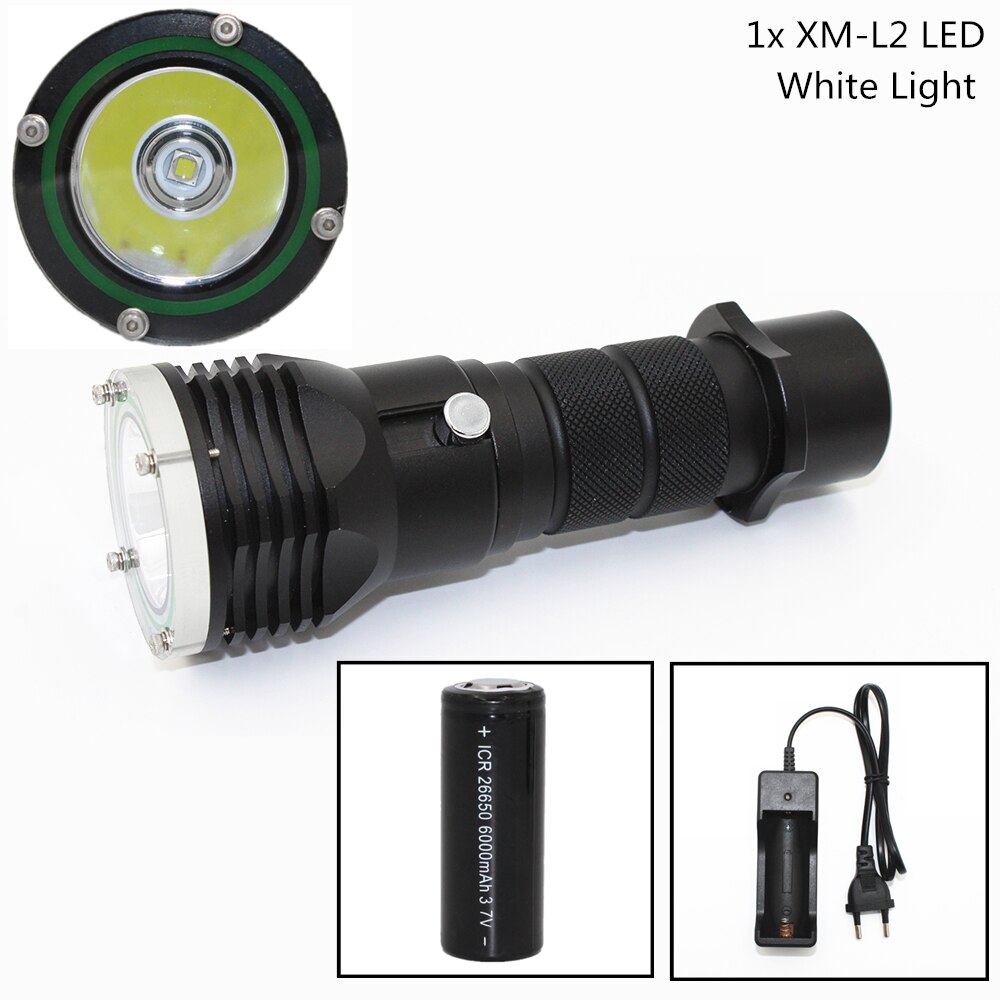 Linterna de buceo xm-l2 LED, 1200LM, subacuática, 50m, resistente al agua, con batería de 18650 o 26650