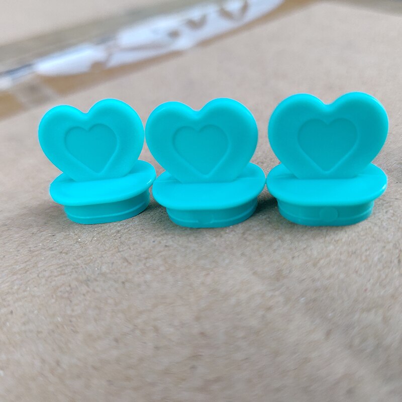 500Pcs Netto Rode Creatieve Colofull Hart Vorm Stopper Takeaway Verpakking Melk Thee Beker Deksel Stoppers Lekvrij Liefde Plastic Plug: light blue