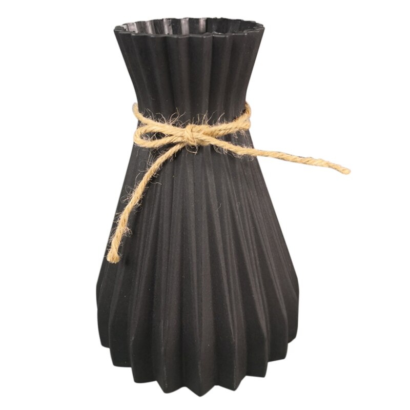 Nordic Stijl Plastic Bloem Vaas Decoratie Thuis Witte Vazen Imitatie Keramische Vaas Bloempot Decoratie Bloem Mand Vazen: Black
