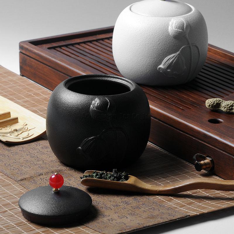Preto antigo Cerâmica Latas de Chá Caddy Conjunto De Chá Em Cerâmica Vasilha Tempero Jar Garrafa De Armazenamento para Puer/Pu'erh/branco /preto/verde chá cha