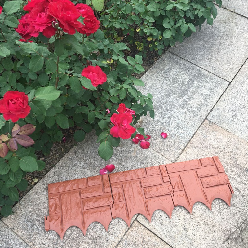 6 Pc Brick Garden Edge Stone Brick Effect Lawn Fence Plant Border, Plastic Flower Bed Grass Edge Landscape Edge