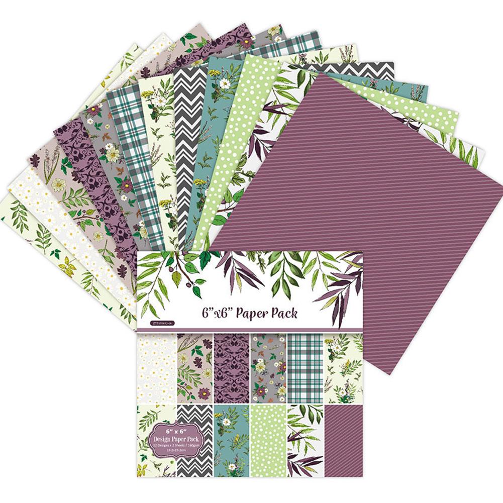 24pcs/set DIY Album Background Paper Scrapbook Background Paper Card Making Background Paper 6'' Single-Sided Pattern Paper