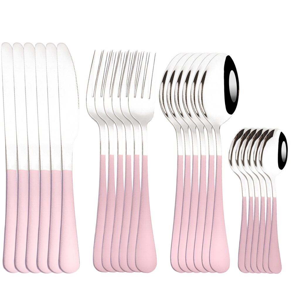 Set di posate in oro rosso 24 pezzi Set di posate in acciaio inossidabile 304 Set di stoviglie da cucina coltello da forchetta cucchiaio Set di stoviglie Set di posate: Pink silver