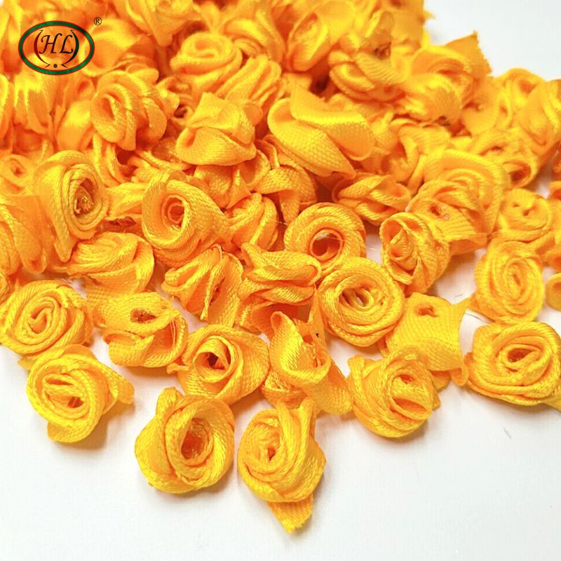 HL 60 pièces 15mm ruban Rose fleurs bricolage Appliques décorations de mariage artisanat fournitures beaucoup de couleurs: golden