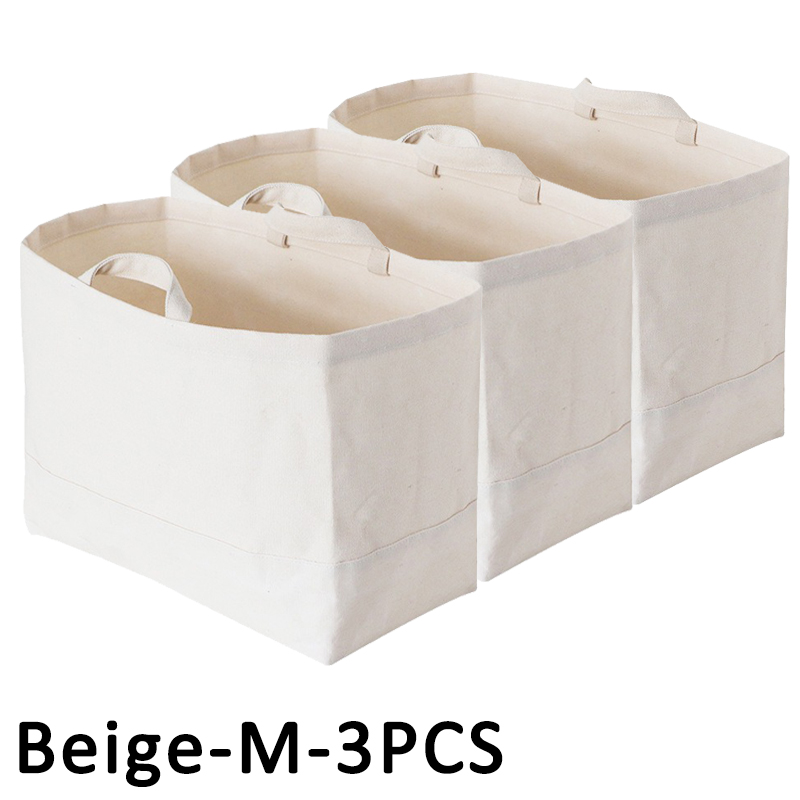 1/3/5PCS Foldable Sundry Storage Basket Canvas Clothes Storage Basket Large Portable Toy Storage Basket White Handheld Organizer: Pink
