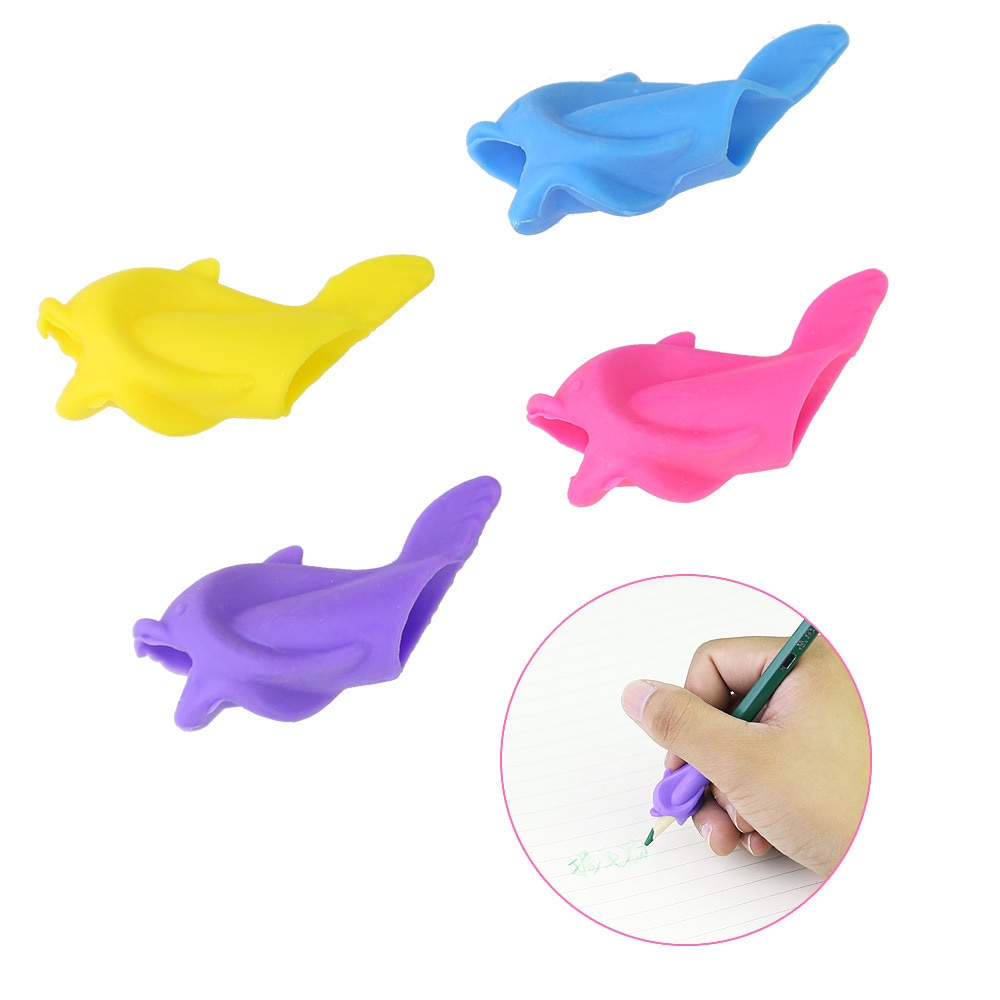 1Pcs Colour Drawing Toy Silicone Dolphin Fish Hold Pencil Children's Creativity Kids Students Pencil Writing Protect Finger Toy