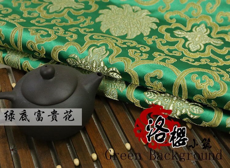 Costume chinois Han Tang | Kimono en soie, Damask, tissu broderie, fleurs riches, Style épais: green