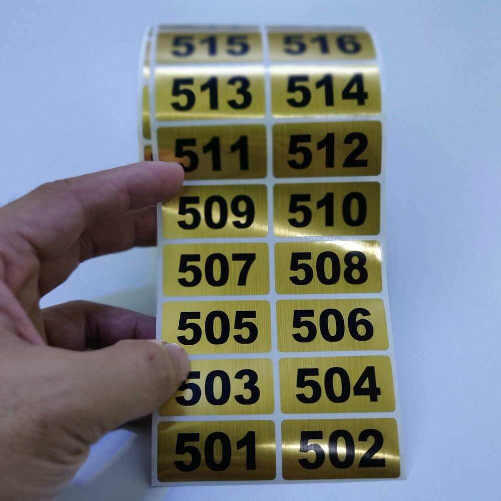 1000 Consecutive Sequential Numbering Labels Adhesive Number Sticker Gold Colour