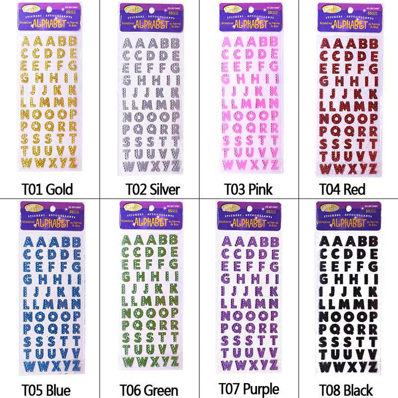 2sheet 26 English Letter alphabet PVC Shine Sticker For DIY Handmade Scrapbooking Sticker Decoration Kids Diary Stickers