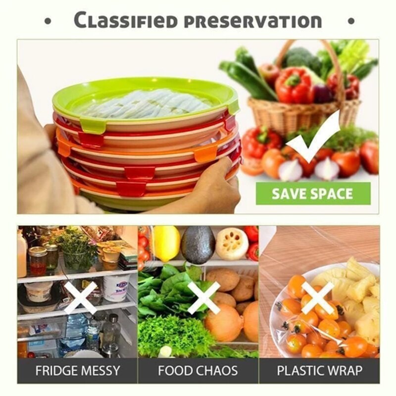 Round Clever Tray Food Preservation Tray Plastic Food Container Set Food Fresh Storage Serving Tray