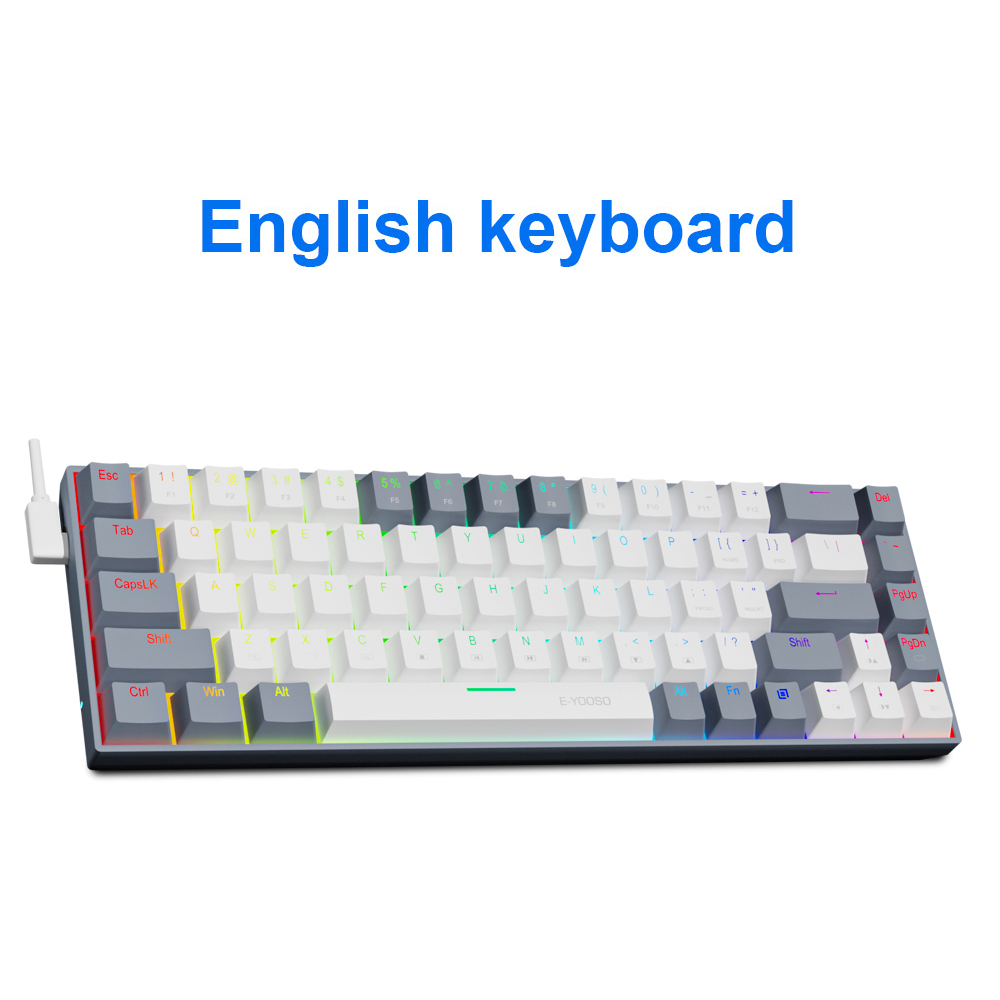 E-YOOSO Z686 RGB USB 60% Mini clavier filaire de jeu mécanique mince commutateur rouge 68 touches Gamer pour ordinateur portable: CAMEL