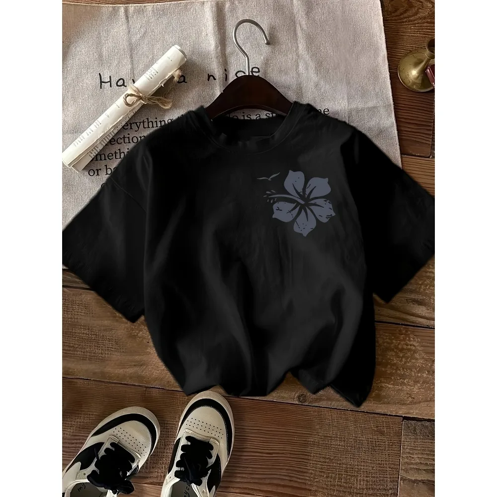 Floral Print T-shirt, Short Sleeve Crew Neck Casual Top For Summer & Spring, Women's Clothing Summer top Women's t shirts