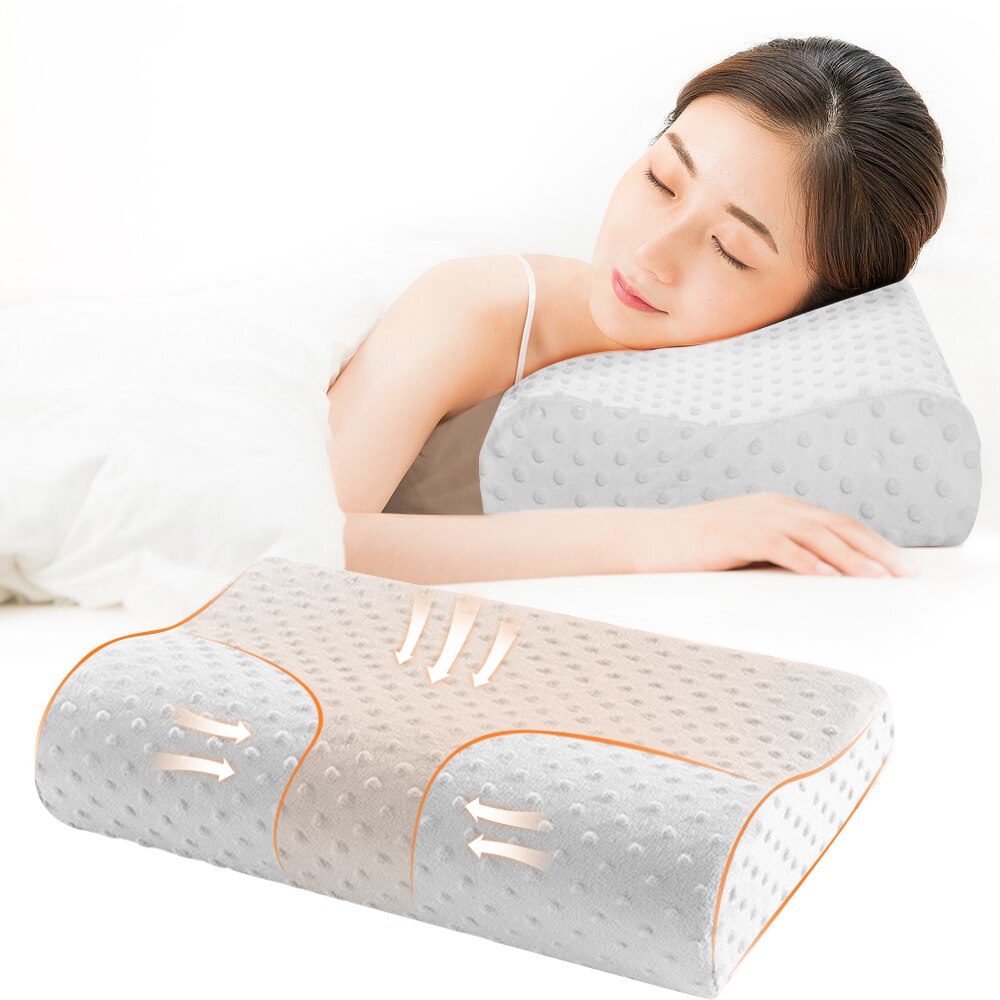 Memory Foam Bedding Pillow Butterfly Shaped Relax Neck Protection Orthopedic Slow Rebound Cervical For Health Care 50x30cm: B White 40x25cm