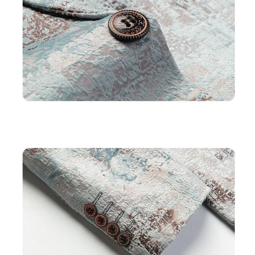 2021Men Blazer Men Blazer Jackets Blue Patterns Embroidery American For Men Suit blazer masculino slim fit business suit Jackets