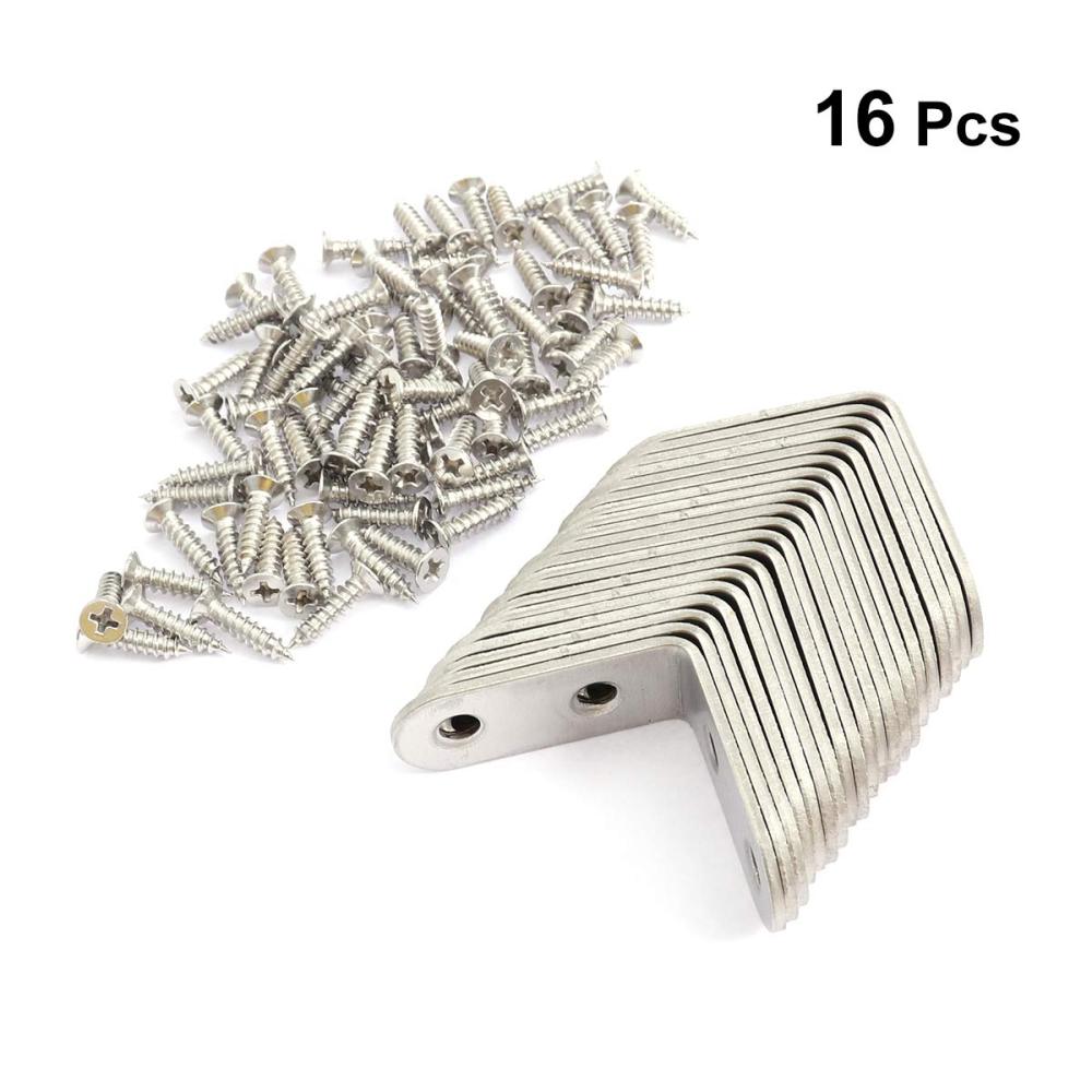 20 Pcs 2mm-Thick Rvs 90 Graden Hoek 40X40X16Mm Beugels Met 80 Pcs 4X16Mm Schroeven (Zilver)