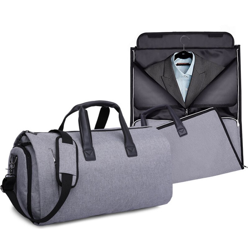 2 In 1 Garment Travel Bag With Shoes Compartment, Convertible Suit Travel Duffel Bag Carry On Bag With Luggage Shoulder Strap t0