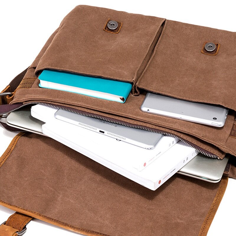 Tftp-Vintage Canvas Tas Aktetas Europa En Amerika Schouder Messenger Bag