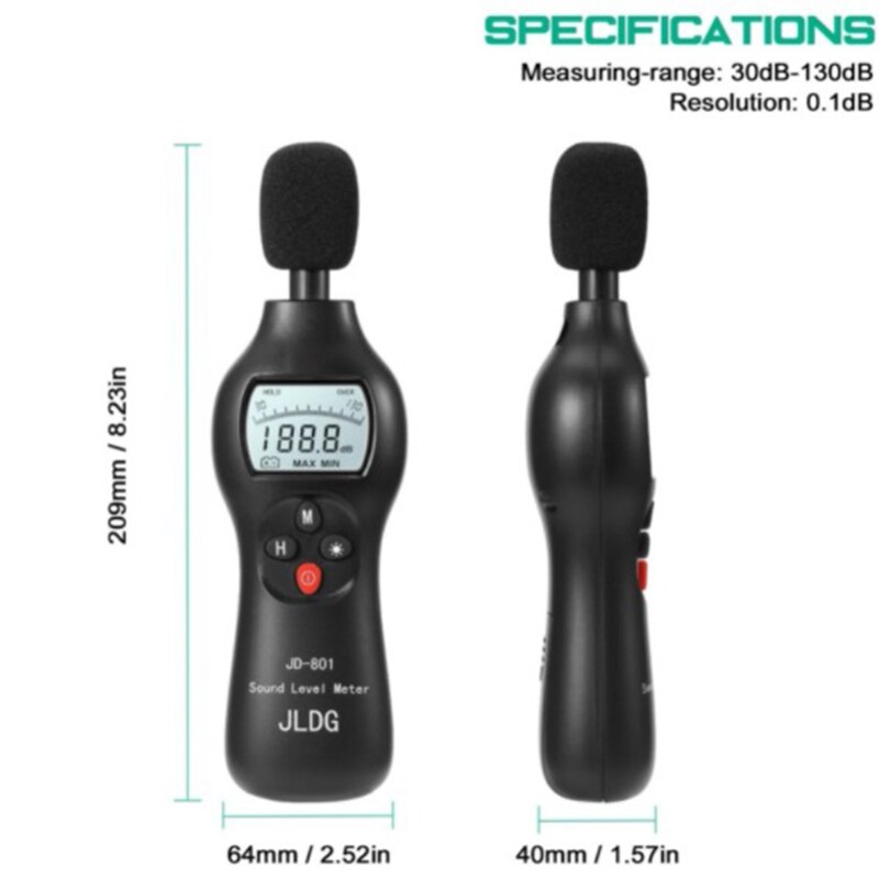 Digital Sound Level Noise Tester 30-130DB Decibel Monitor Noise Meting Met Backlight Metro Diagnostic Sound Noise Gereedschap
