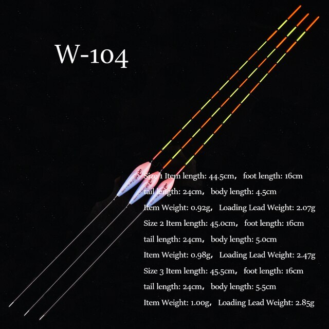 3 st/parti fiskeflöten 1-3#  flöten i komposit nanoplast för fiske med bobbers för sötvattensfiske: W -104