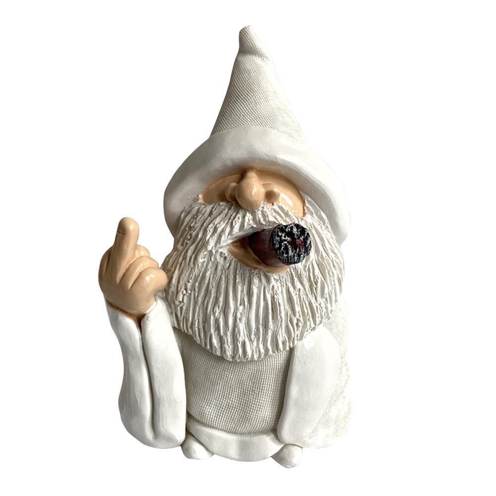 Outdoor Garden Lawn Decor White Beard Old Man Sculptures Naughty Smoking Wizard Gnome Ornament Big Tongue Statues: Default Title
