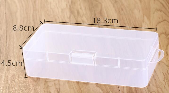 Multifunctional Storage Box Transparent Rectangular Plastic Lock Buckle Empty Pencil Organizer Stationary Pen Box: Large