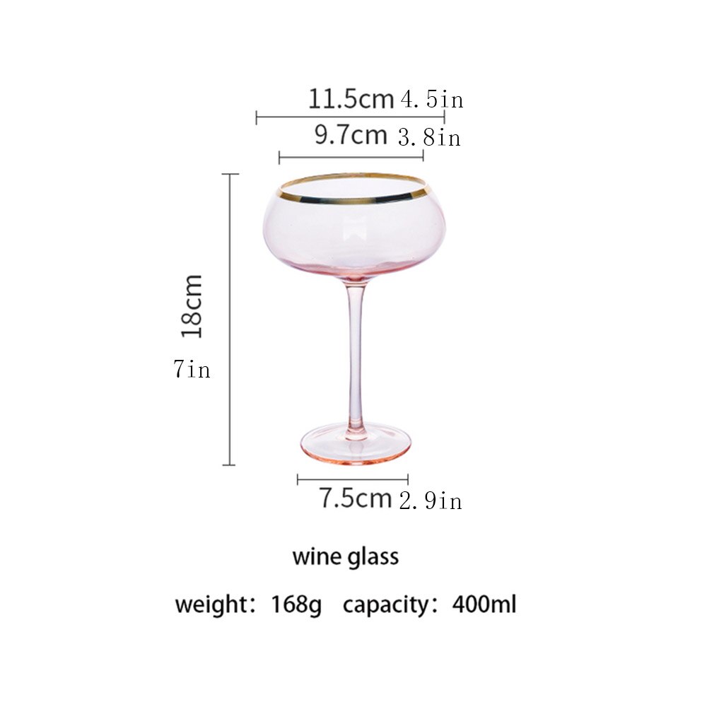 Copa de vino tinto con borde dorado, copa de champán, agua, helado, copa de vino chapada en oro para el hogar, Rosa: Navy Blue