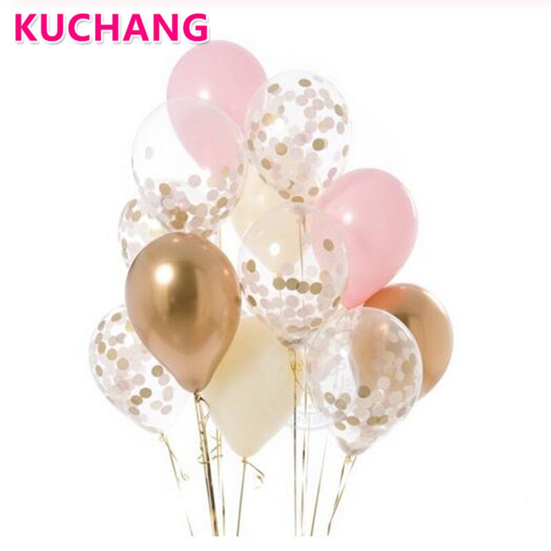 12 Stks/partij 12Inch Goud Roze Blauw Ballonnen Goud Zwart Rood Confetti Bruiloft Verjaardag Party Decor Helium Baby Shower levert