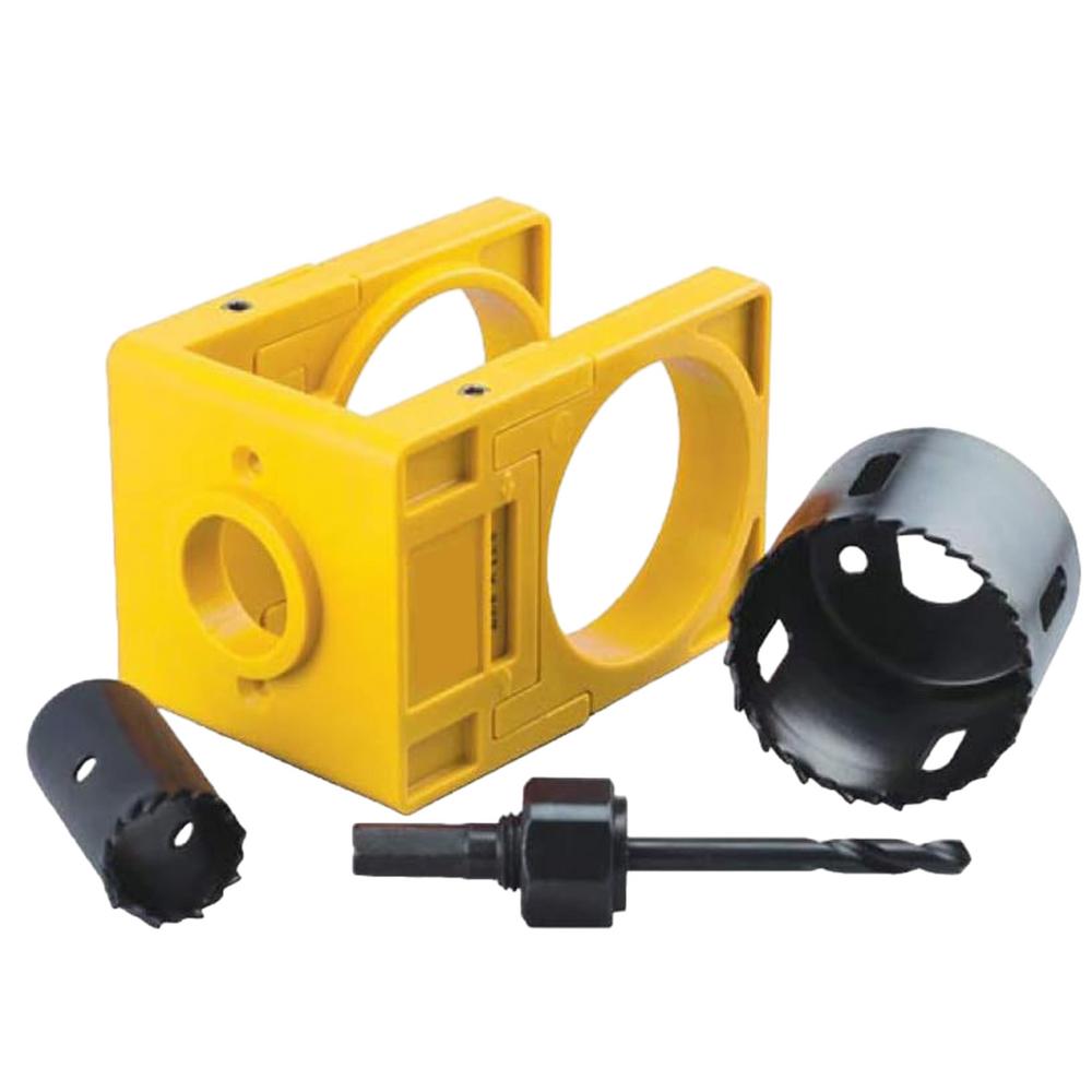 Kit de perforación de perilla de puerta, Kit de instalación de cerradura de puerta, Kit de taladro de puerta de acero al carbono con plantilla de guía, herramientas de instalación de cerradura de puerta: Default Title