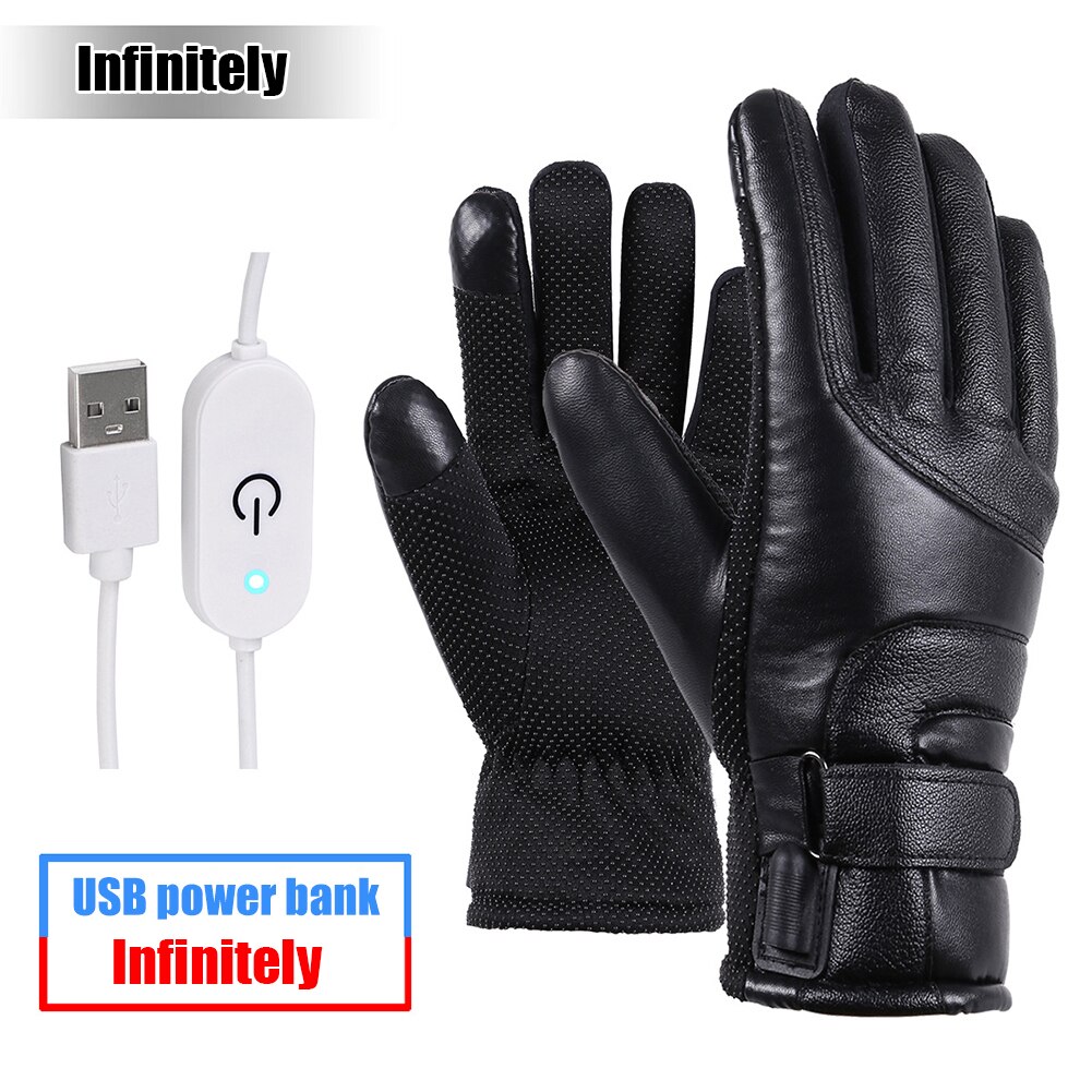 Winter Electric Heated Gloves USB Rechargeable Waterproof Anti-Cold Cycling Sports Touch Screen Hand Warmer Thermal Gloves: Thermostat