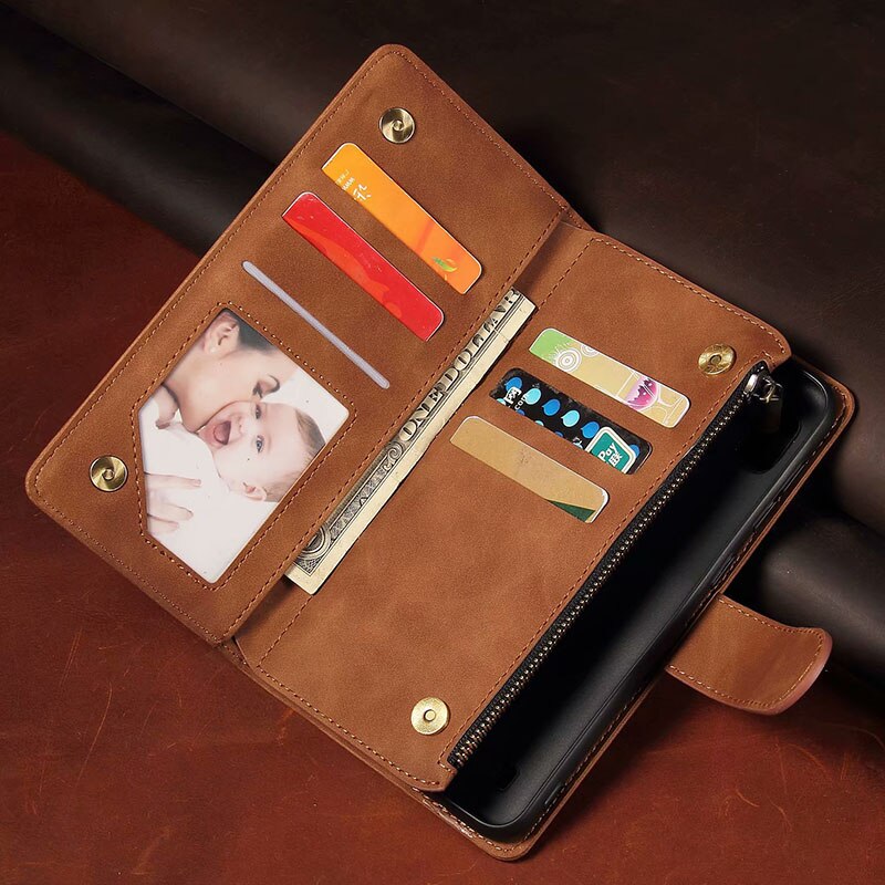 Leather Wallet For OPPO A72 4G CPH2067 Case Magnetic Zipper Wallet Mobile Retro Wallet Flip Card Stand