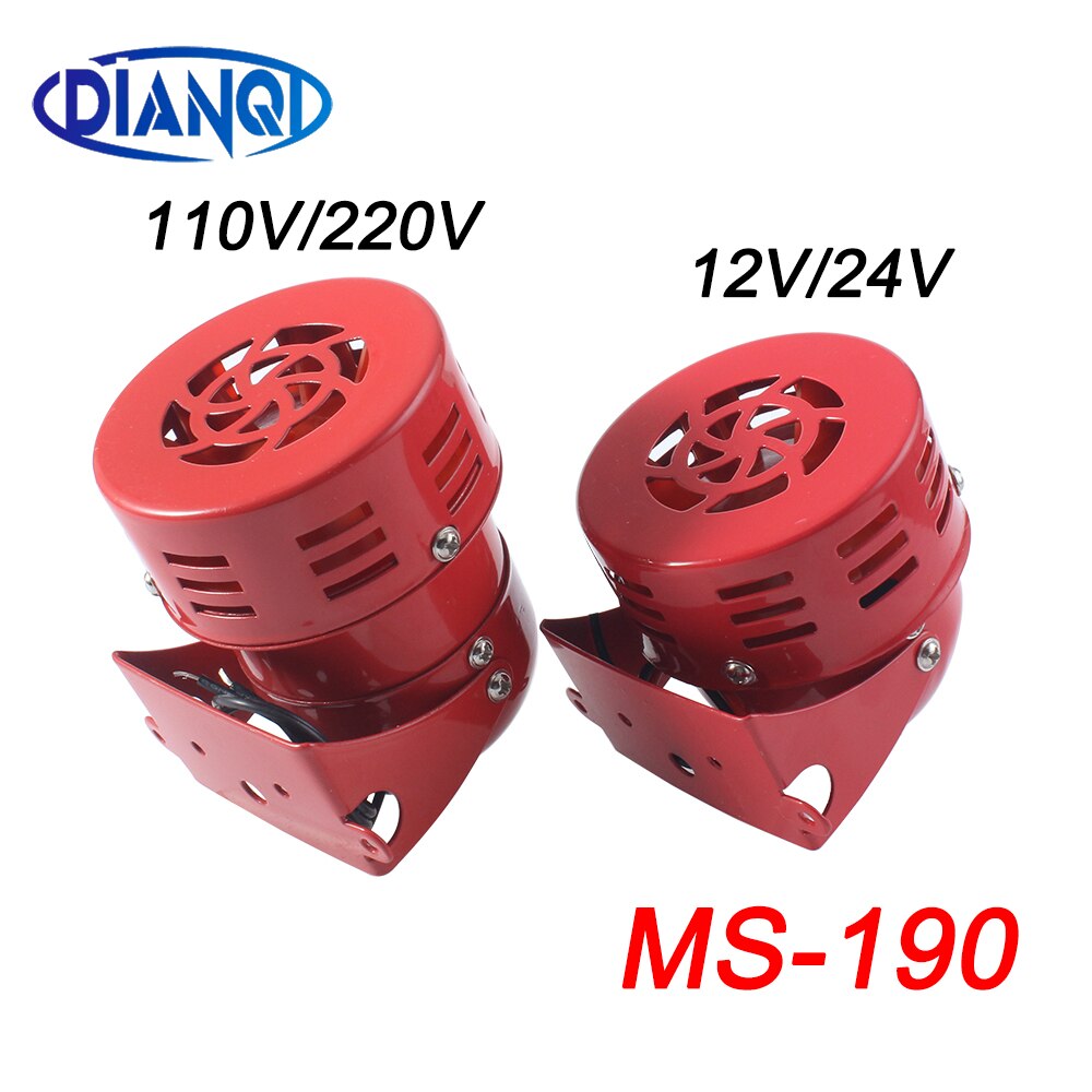 Ac 220v 110v dc 12v 24v rød mini metal motor sirene industriel brandalarm lyd elektrisk beskyttelse mod tyveri ms -190 horn drevet