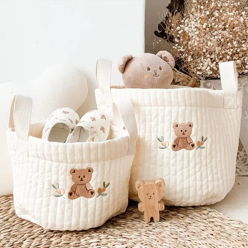 Speelgoed opbergtas Babytassen Beer Borduren Luiertas Caddy Luierkar Opslag Mummie Moederschapstas voor pasgeboren luiers Speelgoed