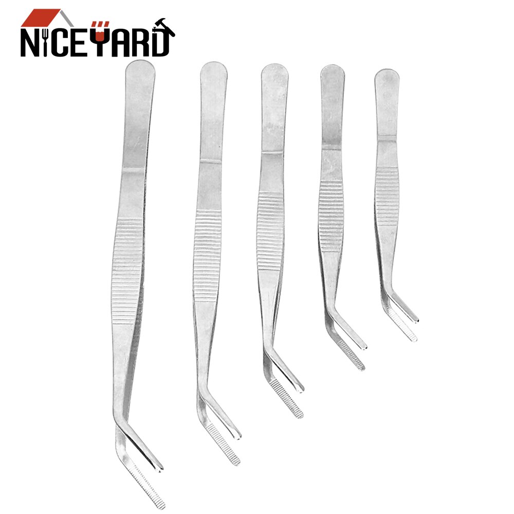 NICEYARD-Herramienta de mano antiestática, pinzas de codo de acero inoxidable, pinza transparente, 12,5 cm/14cm/16cm/18cm/20cm