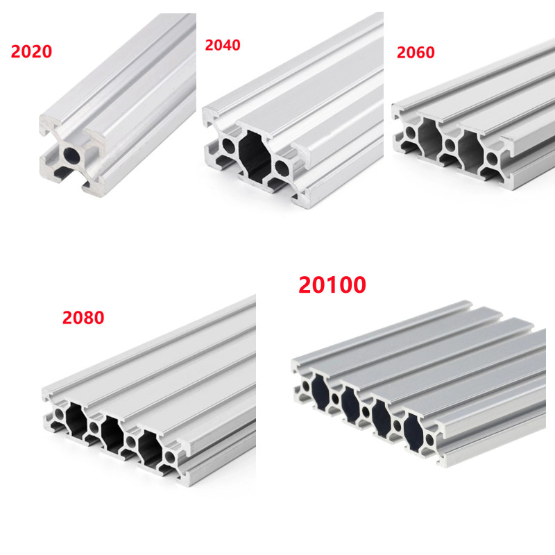 1/2 Stks/partij 2040 2060 2080 20100 Aluminium Profiel Extrusie 100Mm-500Mm Lengte Lineaire Rail voor Diy 3D Printer Werkbank Cnc