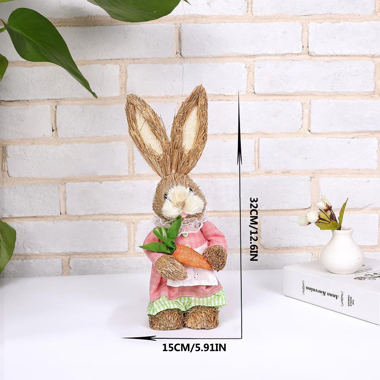 Pasen Simulatie Bunny Huis Tuin Bunny Decoratie Creatieve Stro Bunny Ornament Gesimuleerde Konijn Decor Tuin Decoratie # T2G