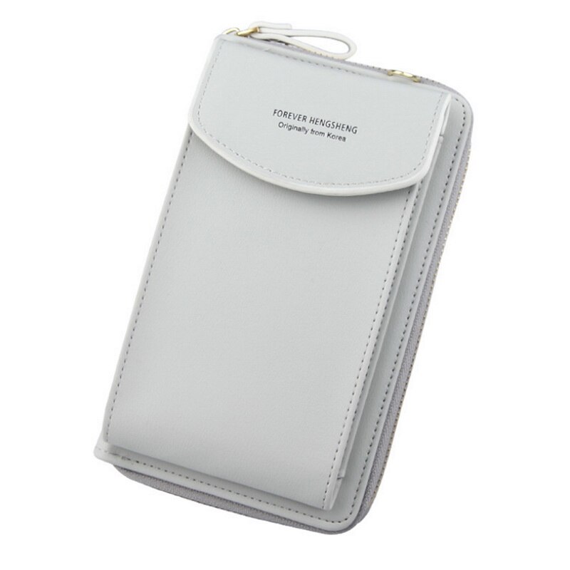 Ladies Purse Wallet Women Diagonal PU Multifunctional Mobile Phone Clutch Bag Large Capacity Passport Travel Card Holder: grey